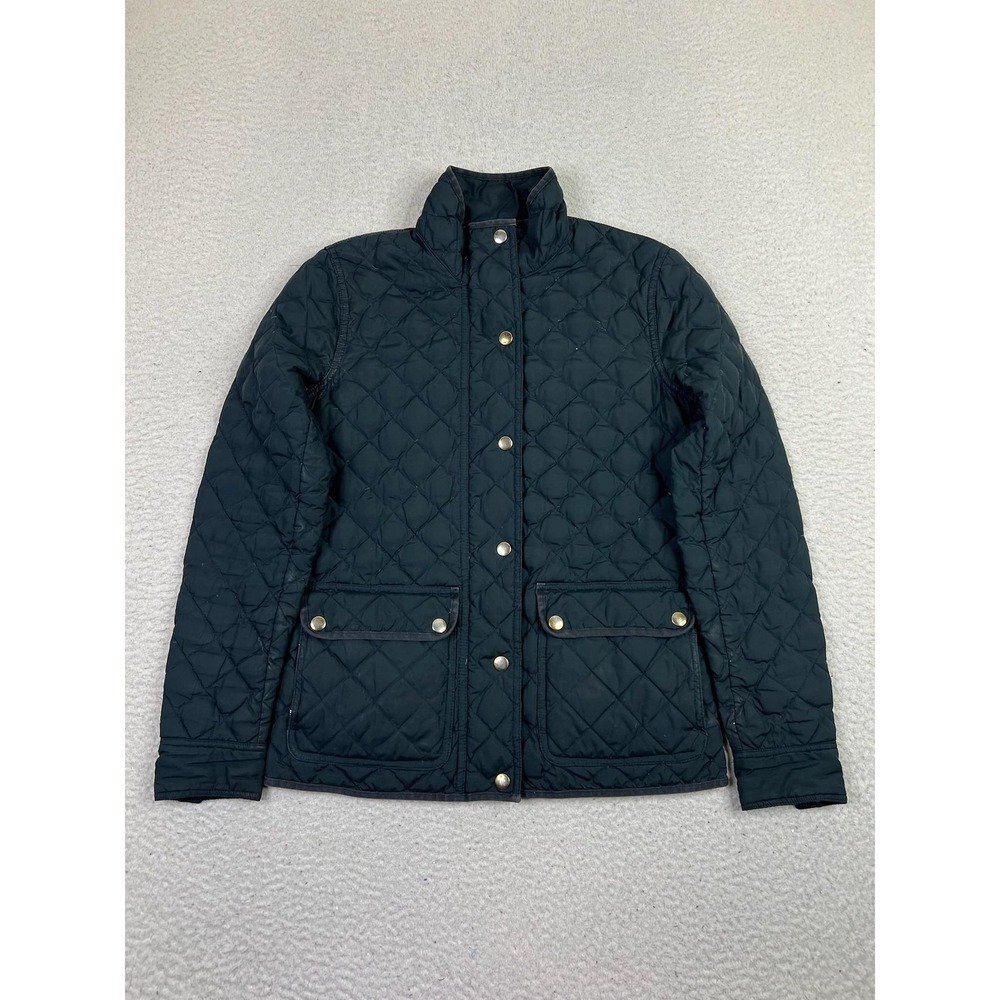 J.Crew Jacket Womens XXS Dark Green Excursion Quilted Down Puffer Zip Snap B0208